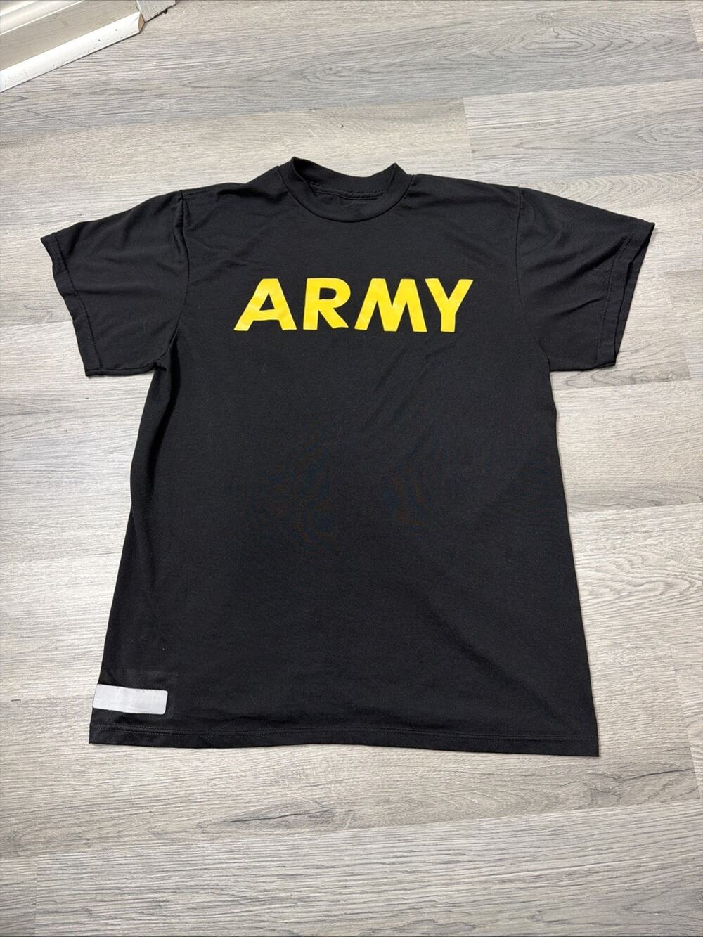 Large- Men's APFU Short Sleeve Shirt Army Black and Gold PT Fitness Shirt